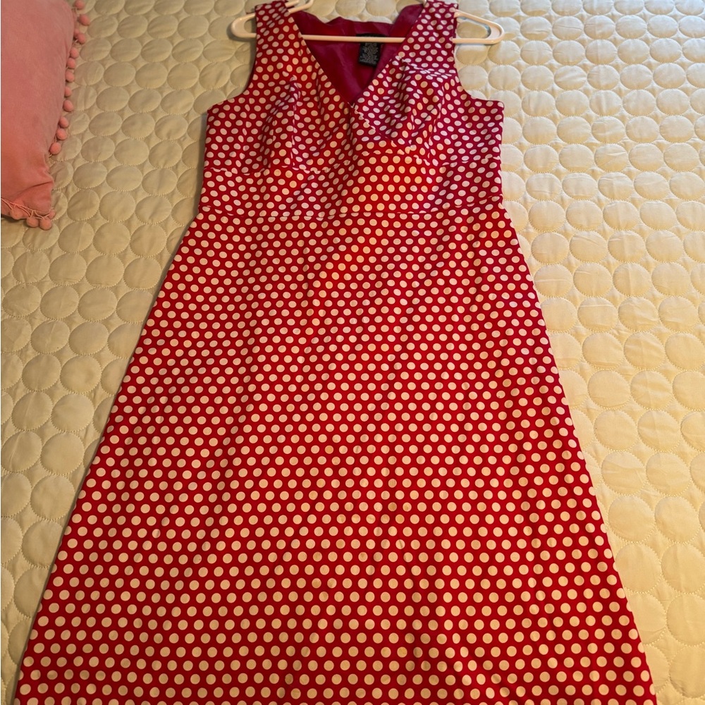 Size 12 red and white polka dot sleeveless dress
